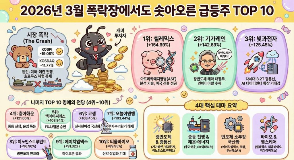 3월 주식 상승률 TOP10+50 총정리
